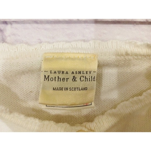 Laura Ashley Mother Child Ivory Cream Cardigan Girl’s Small Button Front Classic - Picture 3 of 4